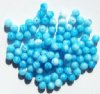 50 6mm Round Opaque Aqua & White Beads